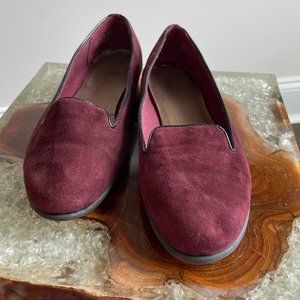 Clark burgundy suede/leather loafer (9)